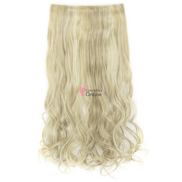 Extensie de par cu 5 Clips On delux dubla usor ondulata de 60 cm, Blond Deschis Ash Cod ZR273HT88